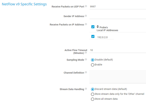 NetFlow v9 Specific Settings